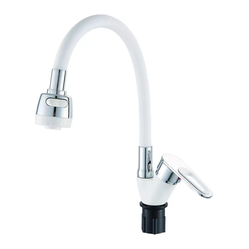 Смеситель для кухни монокомандный  белый с хромом  Potato Эверест B58-274A