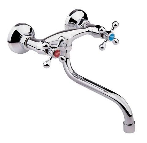 Смеситель для кухни двухручковый хром Potato P 4665 (настенный)