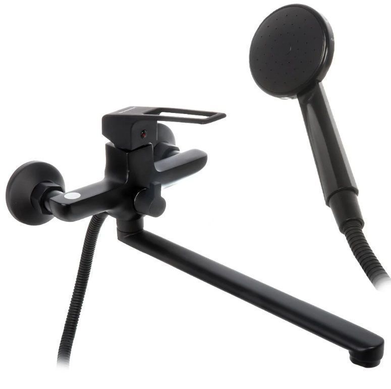 Смеситель для ванны и умывальника монокомандный  черный  Potato Эверест B22-1546