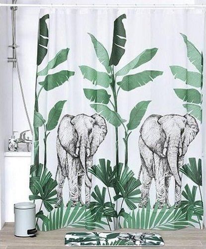 Штора для ванной полиэтиленовая зеленая 11, "Релакс", 180*180