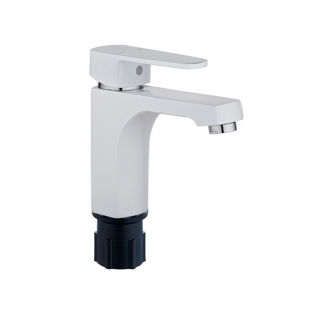 Смеситель для раковины монокомандный  белый с хромом  Potato Эверест B10-0277