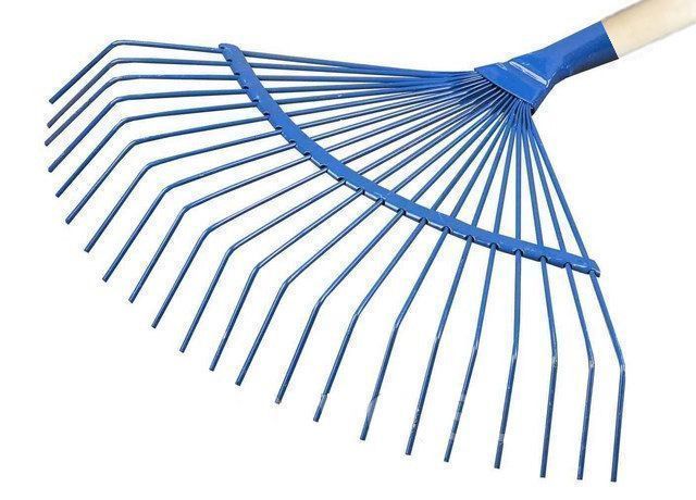 Грабли веерные 22 зуб. проволочные большие порош.окр. с черенком* (упак.10шт.)