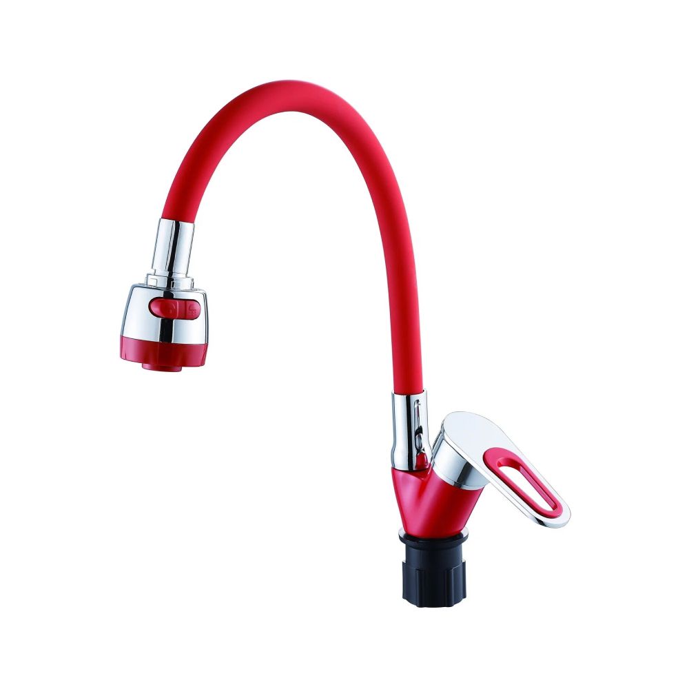 Смеситель для кухни монокомандный  красный с хромом  Potato Эверест B58-274C