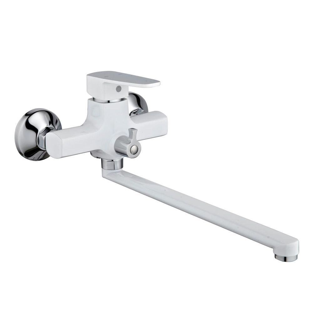 Смеситель для ванны и умывальника монокомандный  белый с хромом  Potato Эверест B22-0277