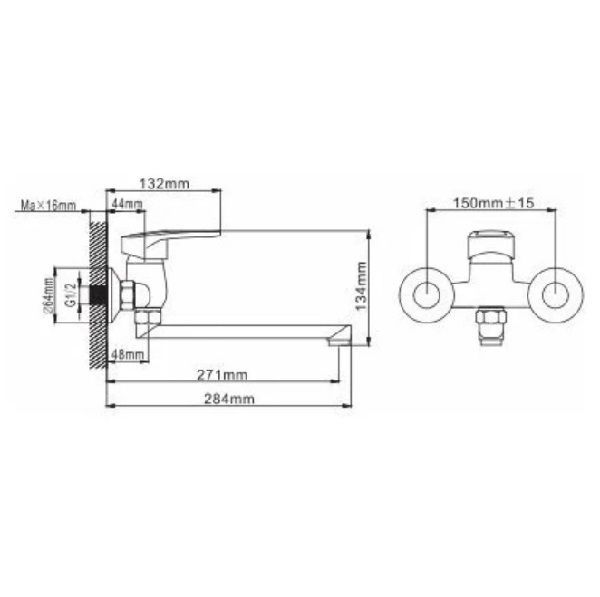 Смеситель для ванны и умывальника монокомандный хром Potato Эверест B 46-025