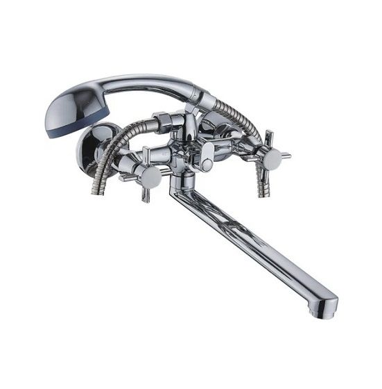 Смеситель для ванны и умывальника двухручковый хром Potato Эверест  B 23-354