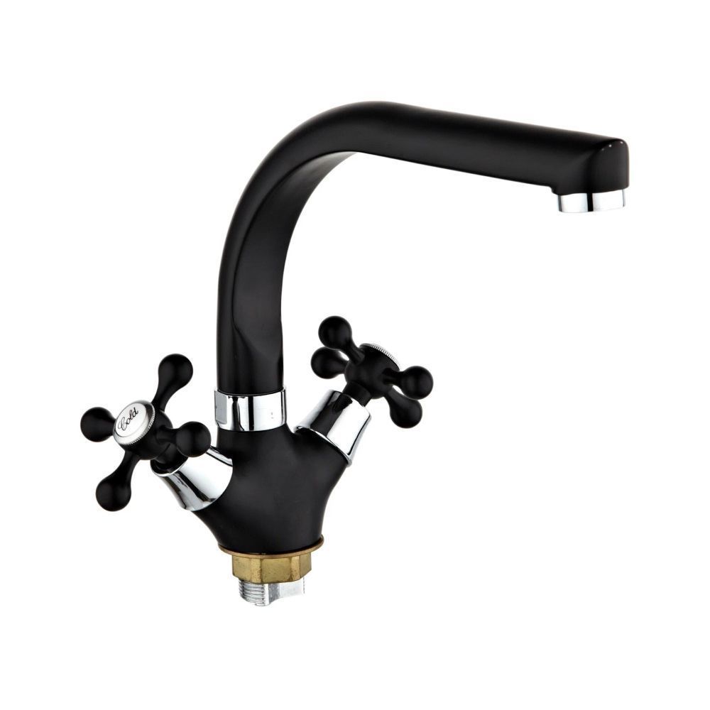 Смеситель для кухни двухручковый  черный  Potato Эверест B69-656