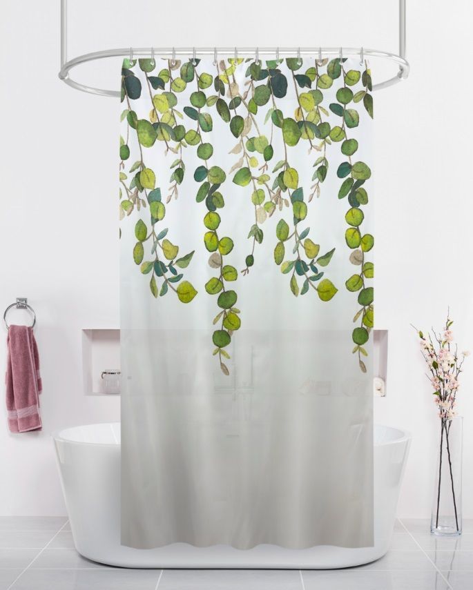 Штора для ванной тканевая белая, лиана ВТ-829909, "Дорофей", 180*180