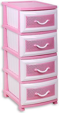 Комод 4-х секц. без декора "Дельфин" бело-роз