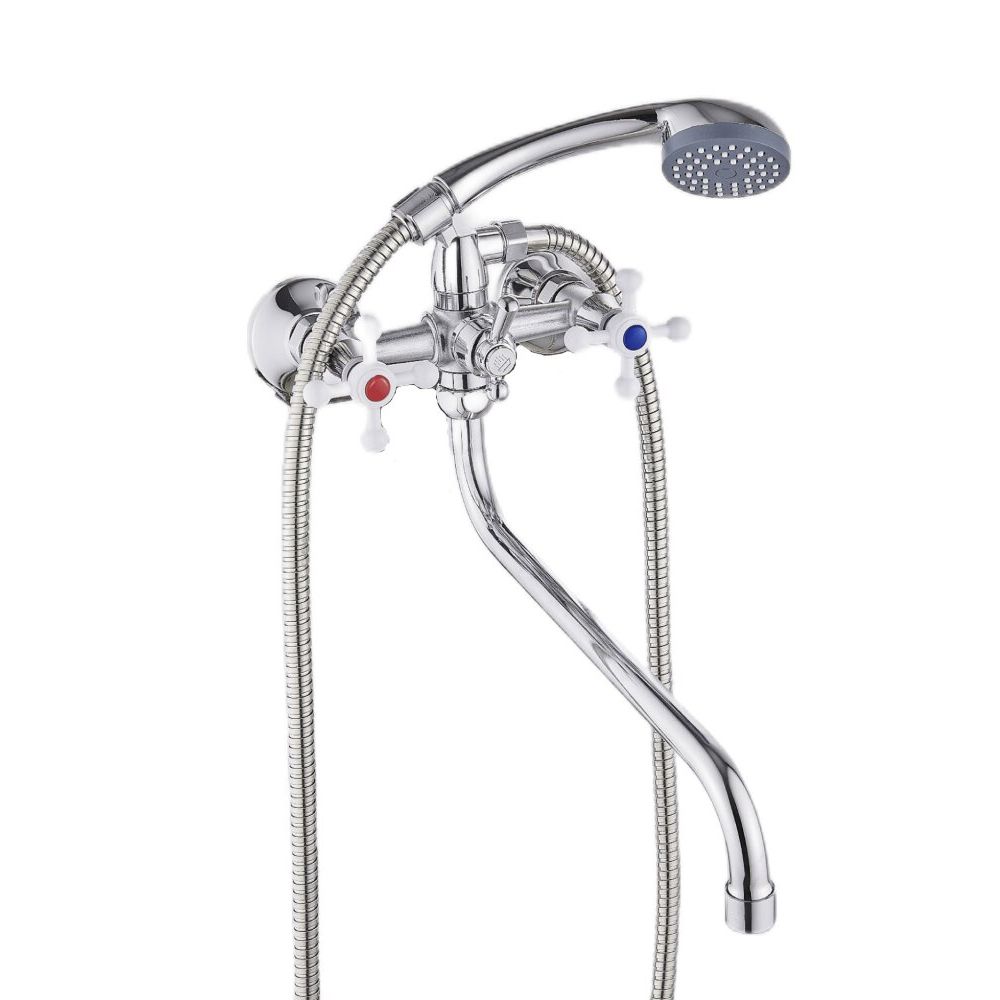 Смеситель для ванны и умывальника двухручковый хром Potato Эверест B 25-352