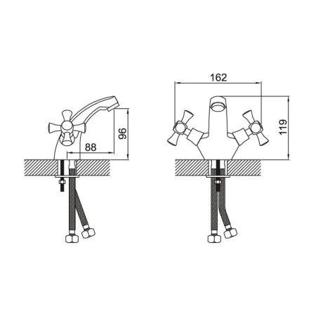 Смеситель для раковины двухручковый  кремовый  Potato Эверест B10-0647