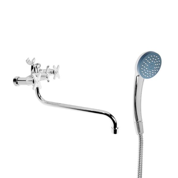 Смеситель для ванны и умывальника двухручковый хром Potato Эверест  B 22-069