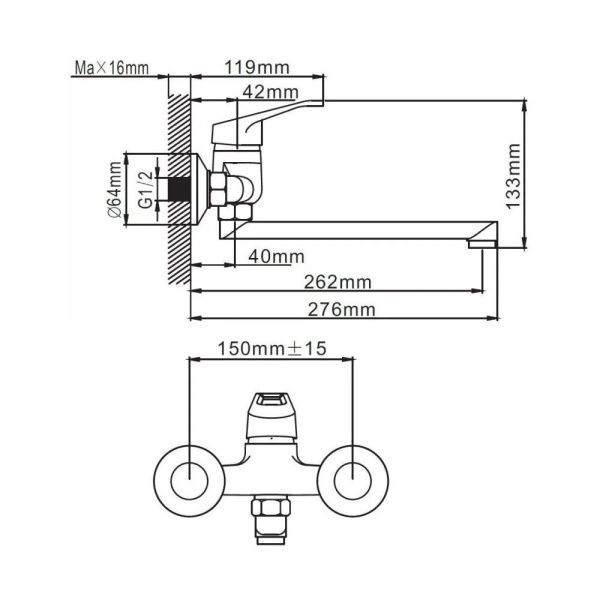 Смеситель универсальный монокомандный  хром  Potato Эверест B46-028