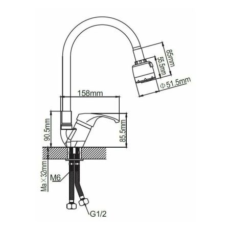 Смеситель для кухни монокомандный  белый  Potato Эверест B58-033