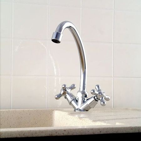 Смеситель для кухни двухручковый  хром  Potato Эверест B49-340M