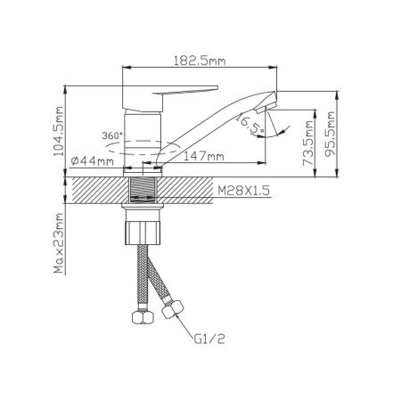 Смеситель для кухни монокомандный  хром  Potato Эверест B45-270GS