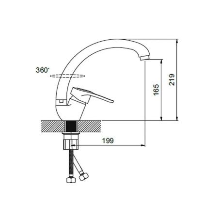 Смеситель для кухни монокомандный  черный  Potato Эверест B59-0256