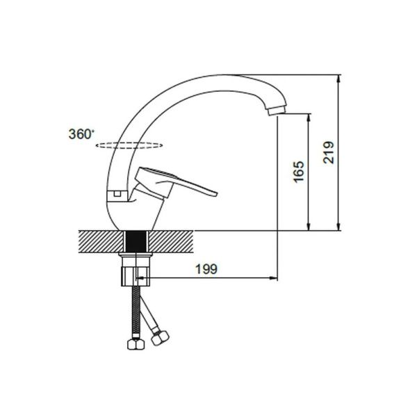 Смеситель для кухни монокомандный  черный  Potato Эверест B59-0256