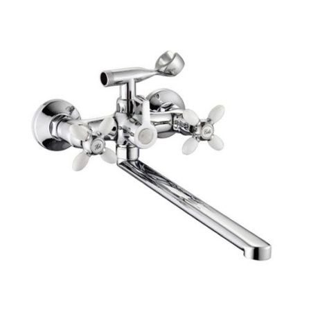 Смеситель для ванны и умывальника двухручковый белый/хром Potato P 2771-7