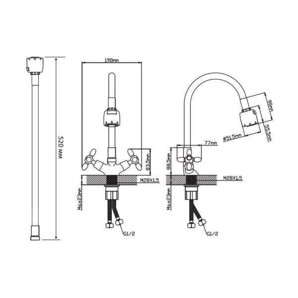 Смеситель для кухни двухручковый  зеленый с хромом  Potato Эверест B57-071E
