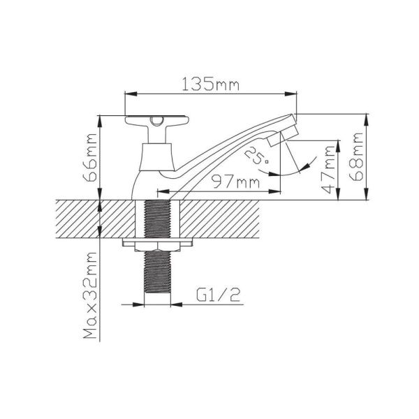 Смеситель водоразборный одноручковый на одну воду хром  Potato Эверест B42-350