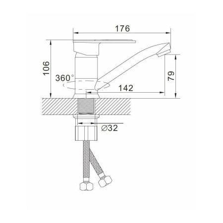 Смеситель для кухни монокомандный  черный с хромом  Potato Эверест B45-274F