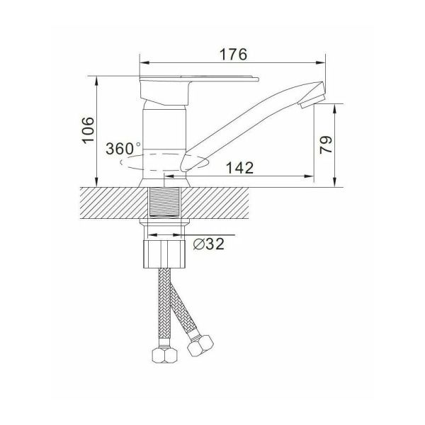 Смеситель для кухни монокомандный  черный с хромом  Potato Эверест B45-274F
