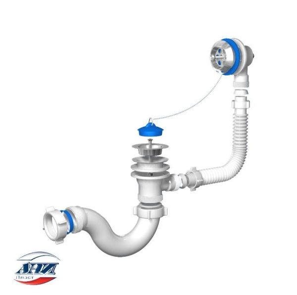 Е-150 Сифон д/ванны с переливом (обвязка) АНИ 1 1/2*40