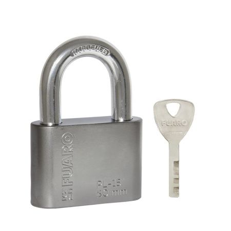 Замок навесной PL-WEATHER-1550 Nickel 4 fin key ( PL-15-50) диск. /блистер