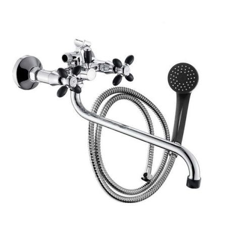 Смеситель для ванны и умывальника двухручковый черный/хром Potato Эверест B 22-071F