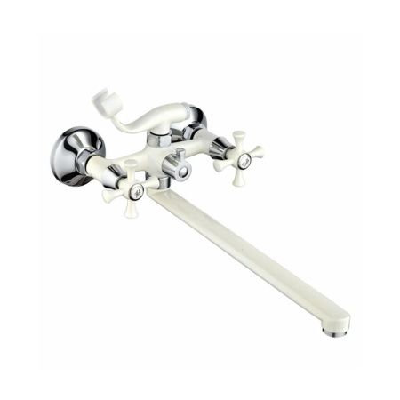 Смеситель для ванны и умывальника двухручковый  кремовый  Potato Эверест B23-0647