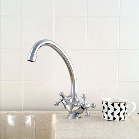 Смеситель для кухни двухручуовый хром Potato Эверест B 49-351