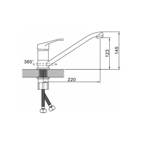 Смеситель для кухни монокомандный  хром  Potato Эверест B49-028