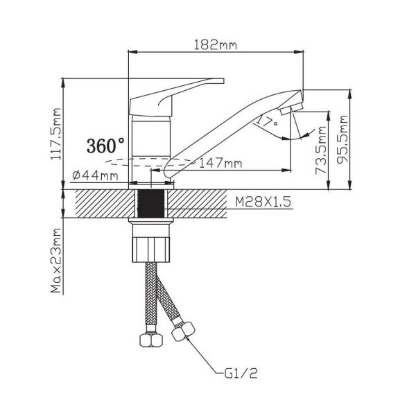 Смеситель для кухни монокомандный  хром  Potato Эверест B45-028