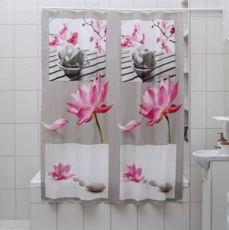 Штора для ванной полиэтиленовая серая 5, "Релакс", 180*180