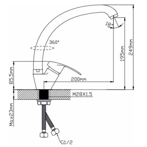 Смеситель для кухни монокомандный хром Potato P 59212