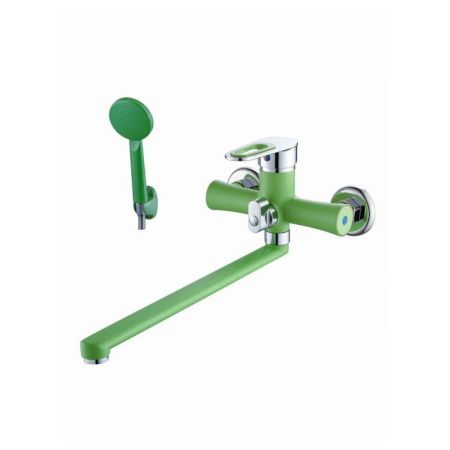 Смеситель для ванны и умывальника монокомандный  зеленый с хромом  Potato Эверест B22-274E