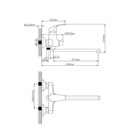 Смеситель для ванны и умывальника монокомандный  белый  Potato Эверест B22-033