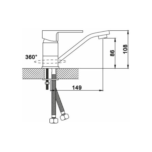 Смеситель для кухни монокомандный  белый с хромом  Potato Эверест B45-0277