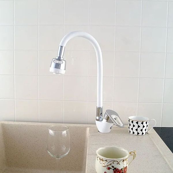 Смеситель для кухни монокомандный  белый с хромом  Potato Эверест B58-274A