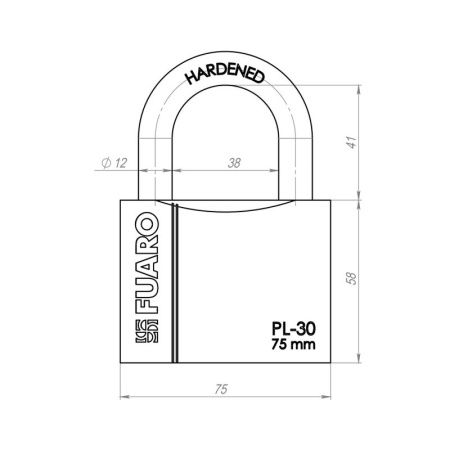 Замок навесной PL-PROTEC-3075 3key (PL-3075) англ. /блистер