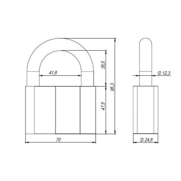 Замок навесной PD-4080 (PD-40-80) 3 fin key /коробка