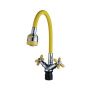 Смеситель для кухни двухручковый  желтый с хромом  Potato Эверест B57-071B