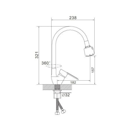 Смеситель для кухни монокомандный  желтый с хромом  Potato Эверест B58-274B