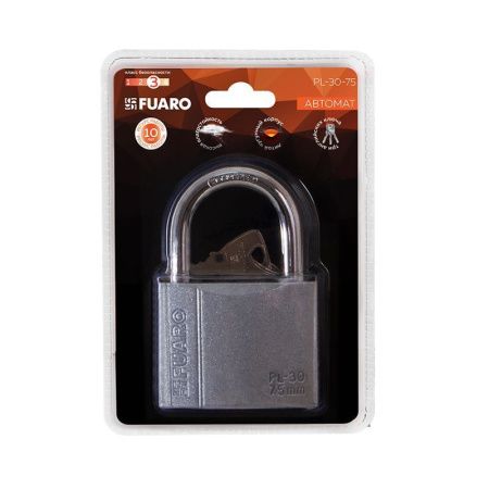 Замок навесной PL-PROTEC-3075 3key (PL-3075) англ. /блистер
