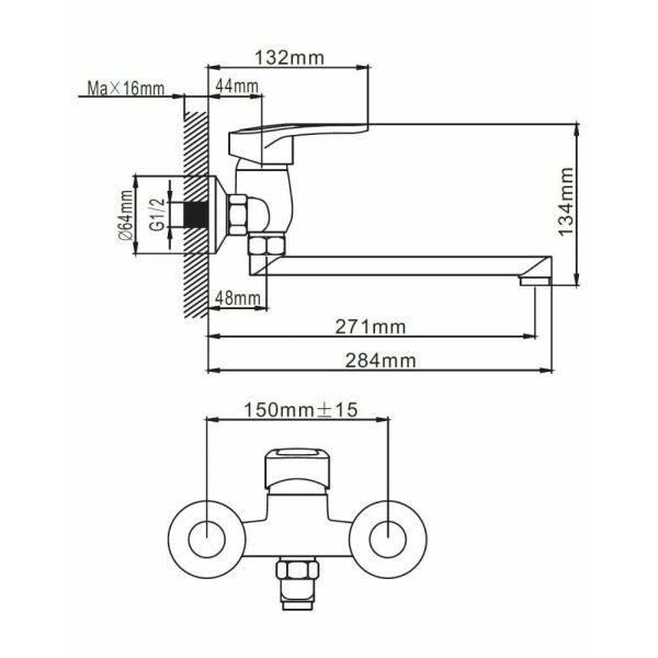 Смеситель универсальный монокомандный  хром  Potato Эверест B46-025