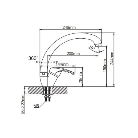Смеситель для кухни монокомандный хром Potato Эверест B 41-029 M