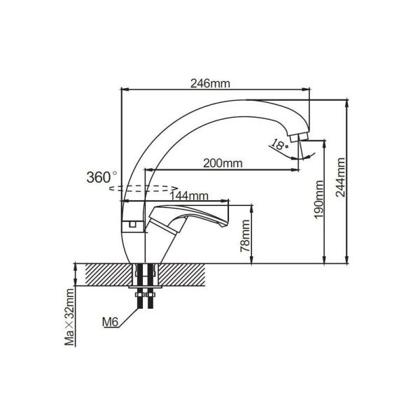Смеситель для кухни монокомандный хром Potato Эверест B 41-029 M