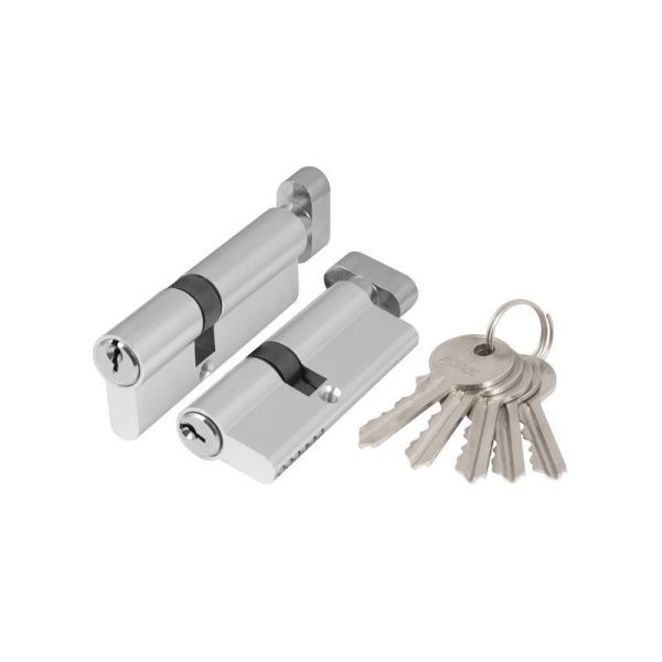 Цилиндровый механизм AX1002Knob60 хром с вертушкой