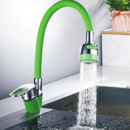 Смеситель для кухни монокомандный  зеленый с хромом  Potato Эверест B58-274E